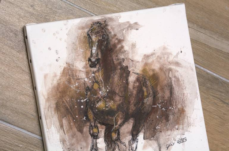 Original Expressionism Horse Drawing by Benedicte Gele