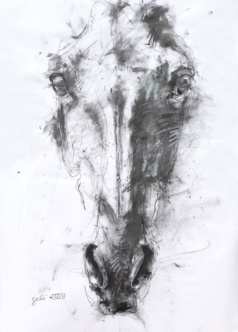 Print of Expressionism Horse Drawings by Benedicte Gele