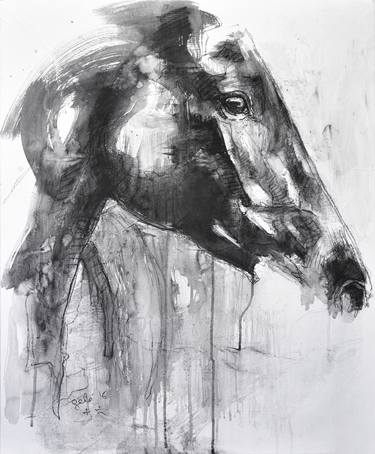 Print of Horse Drawings by Benedicte Gele