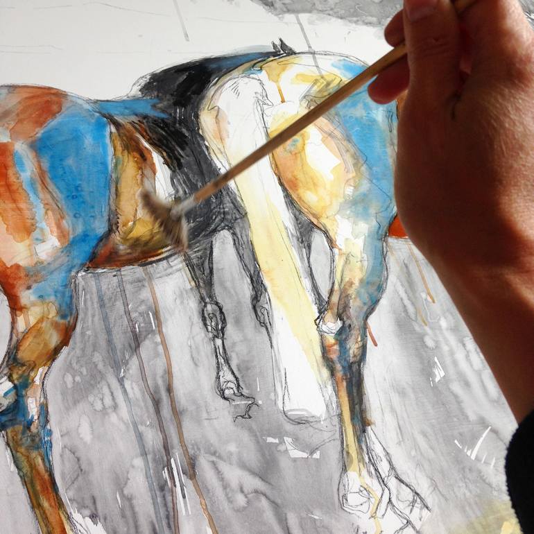 Original Expressionism Horse Painting by Benedicte Gele