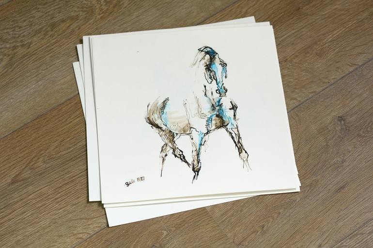 Original Horse Drawing by Benedicte Gele