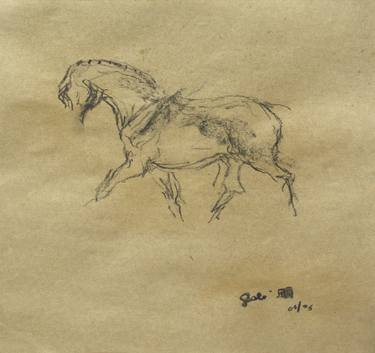 Original Expressionism Horse Drawings by Benedicte Gele