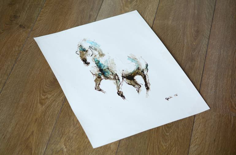 Original Expressionism Horse Painting by Benedicte Gele