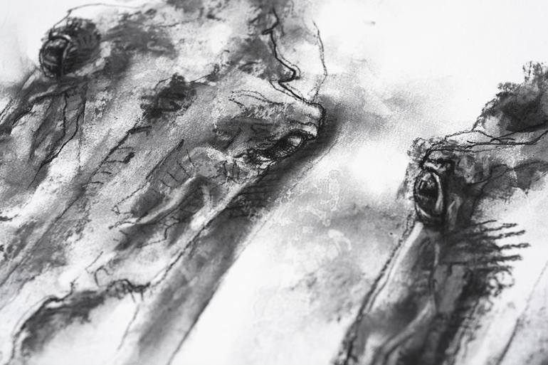 Original Expressionism Horse Drawing by Benedicte Gele