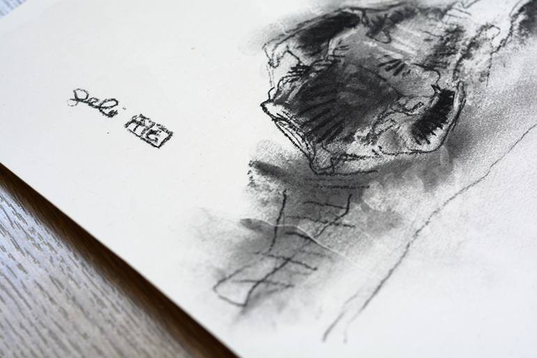 Original Expressionism Horse Drawing by Benedicte Gele