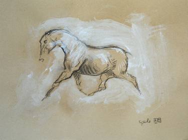 Original Expressionism Horse Drawings by Benedicte Gele