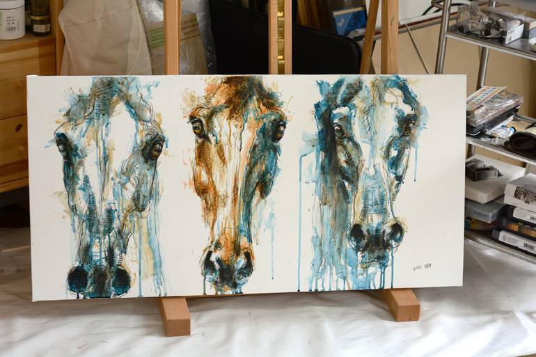 Original Expressionism Horse Painting by Benedicte Gele