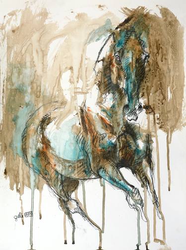 Print of Expressionism Horse Paintings by Benedicte Gele