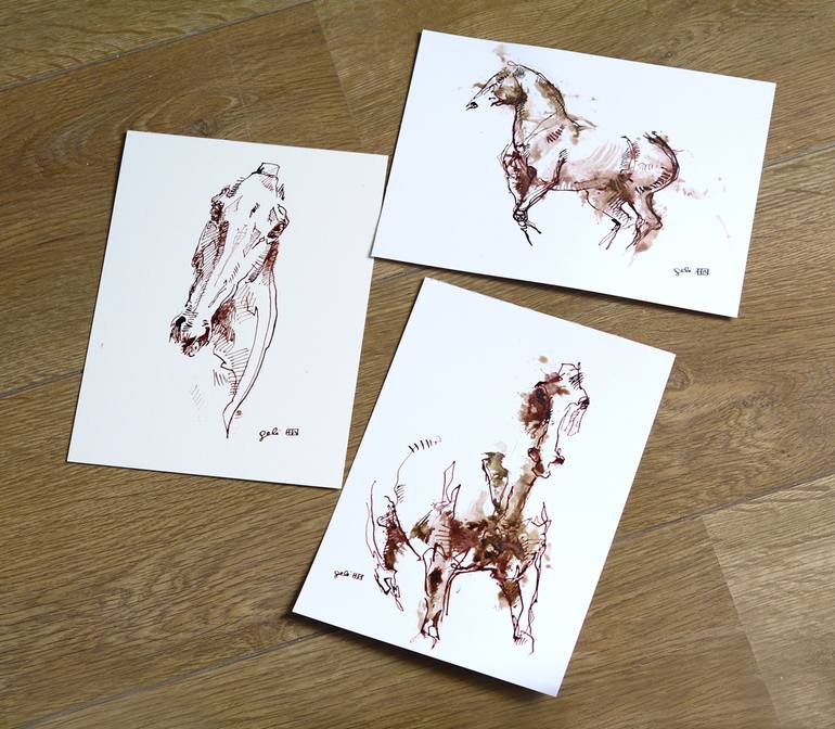 Original Horse Drawing by Benedicte Gele