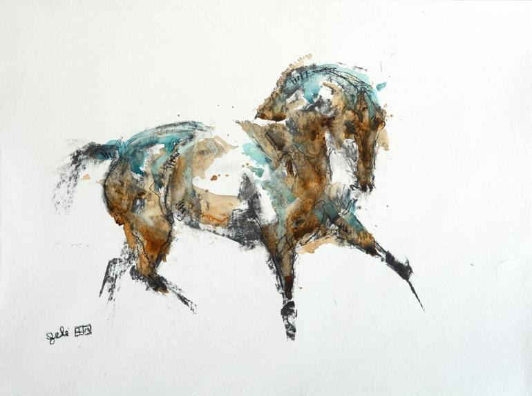 Original Expressionism Horse Painting by Benedicte Gele