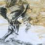 One drawing of a series showing two horses who doesn't know each other and have to set a hierarchy between them with bullying and pursuit behaviors. Or how horses master the art of the right attitude.

::: Medium: charcoal and black chalk on paper, without frame, finished with a varnish, sent rolled in a tube
::: Size: 33 x 23.4 in - 84 x 59,4 cm
::: Year: 2019