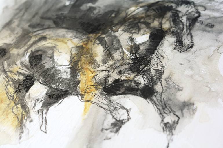 Original Expressionism Horse Drawing by Benedicte Gele