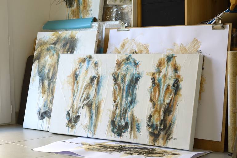 Original Expressionism Horse Painting by Benedicte Gele