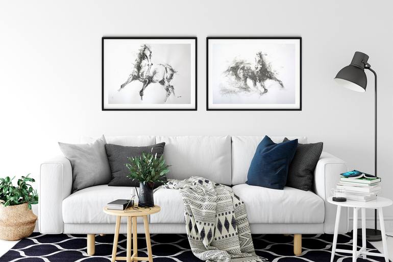 Original Expressionism Horse Drawing by Benedicte Gele