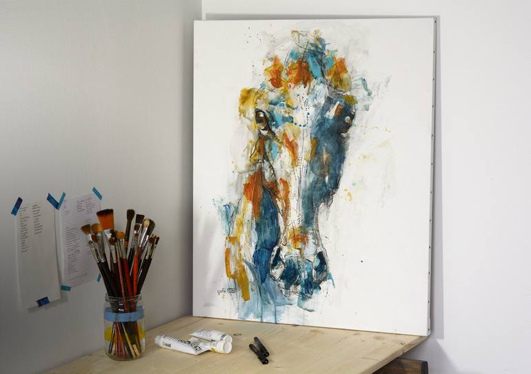 Original Figurative Horse Painting by Benedicte Gele