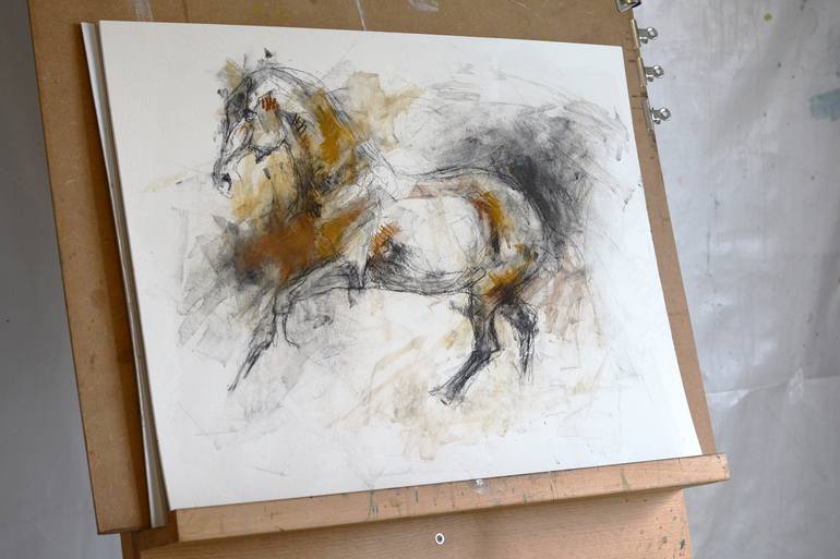 Original Expressionism Horse Drawing by Benedicte Gele