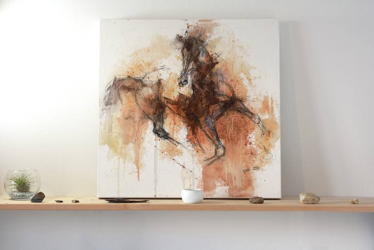 Original Expressionism Horse Painting by Benedicte Gele