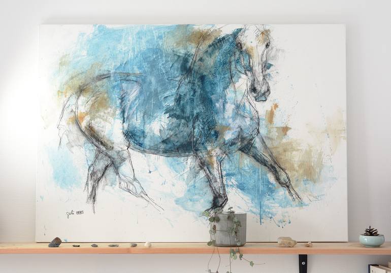 Original Expressionism Horse Painting by Benedicte Gele