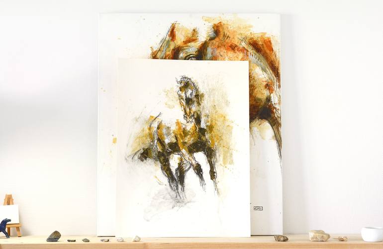 Original Expressionism Horse Painting by Benedicte Gele