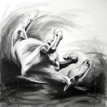 Original Figurative Horse Drawings by Benedicte Gele