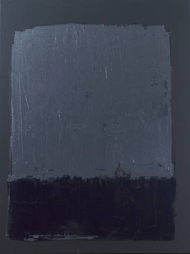 Original black, gray and blue abstract painting, colorfield with texture thumb