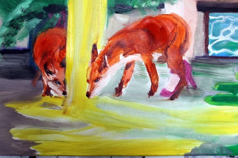 Original Expressionism Horse Painting by Dominika Block