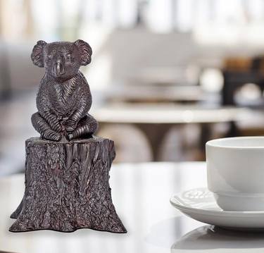 Lewis the koala on log (Bronze Sculpture) thumb
