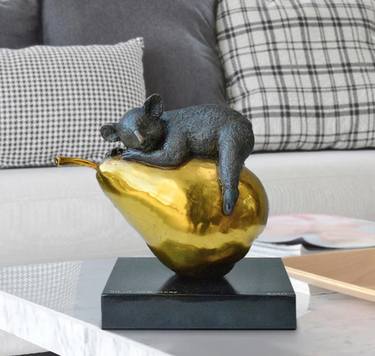 Koalas will pear for life (Bronze Sculpture, Gold Patina) thumb