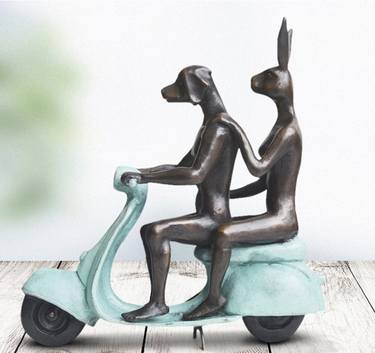 They rode to save wildlife (Bronze with blue patina) thumb