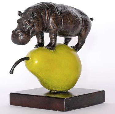 The hippo was just pearfect (Bronze Sculpture, Small) thumb