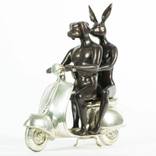 They were the authentic vespa riders in Rome (Bronze Sculpture) by Gillie and Marc Schattner