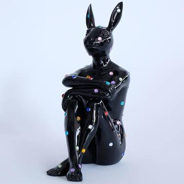 Ruby Bunny - Black with colored gemstones thumb