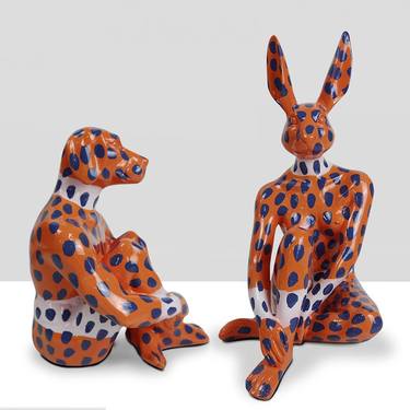 Splash Pop Mini Rabbitgirl and Dogman - orange with blue dots thumb