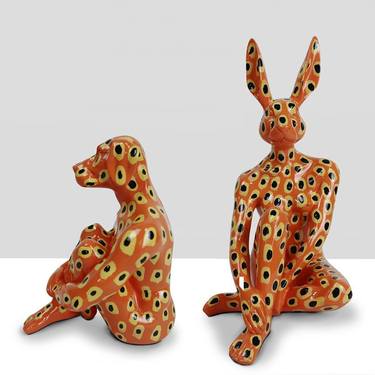 Splash Pop Mini Rabbitgirl and Dogman - orange with yellow and black spots thumb