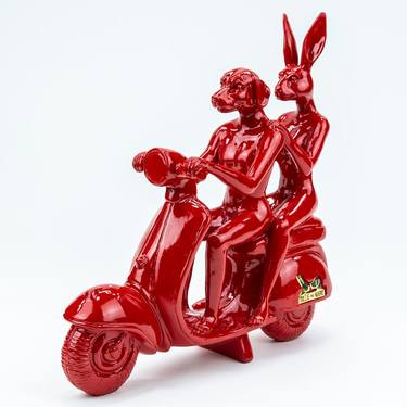 Happy Mini Vespa Riders - Red thumb