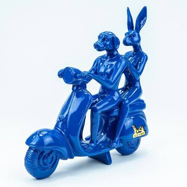 Happy Mini Vespa Riders - Blue thumb