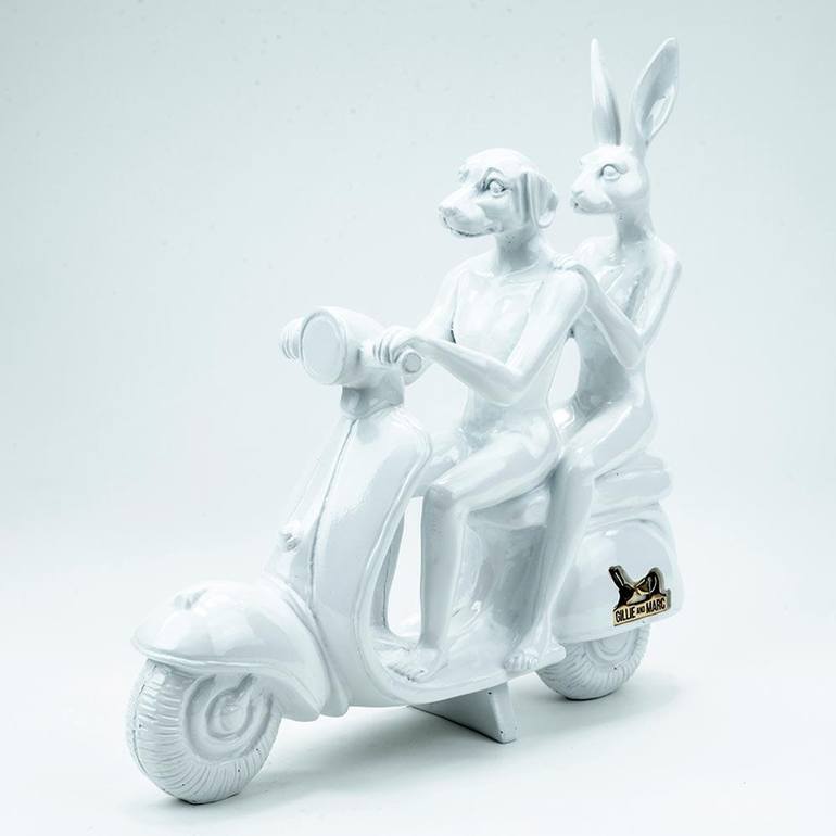 Original Motorbike Sculpture by Gillie and Marc Schattner