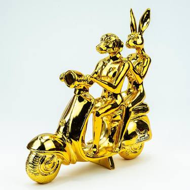Happy Mini Vespa Riders - Metallic Gold thumb