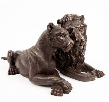 The Lions Loved Each Other (Bronze Sculpture) thumb