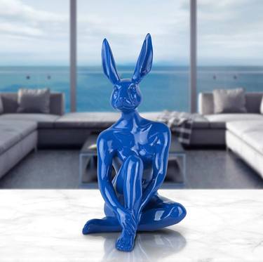 Cool Mini Rabbitwoman (Resin Sculpture in blue) thumb