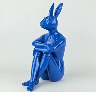 Cool City Bunny (Resin Sculpture in blue) thumb