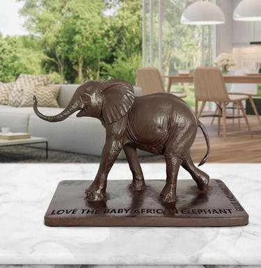 Love the Baby African Elephant (Bronze Sculpture) thumb