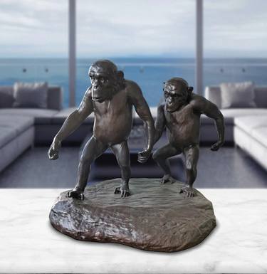Chimp Friendship Forever (Small Bronze Sculpture) thumb