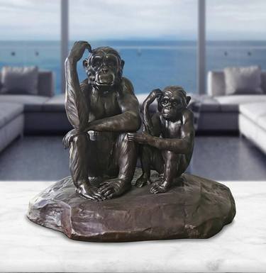 Chimp Imitation Forever (Small Bronze) thumb