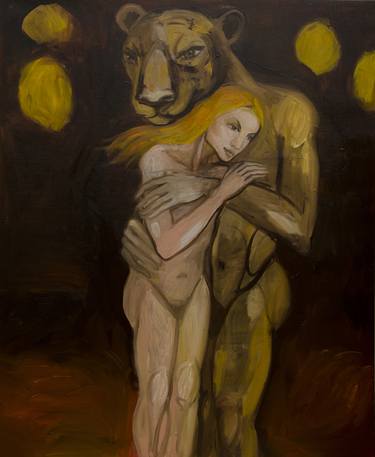 Woman and lion thumb