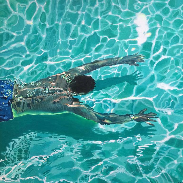 Swimmer No. 13 Painting by Brigitte Yoshiko Pruchnow | Saatchi Art