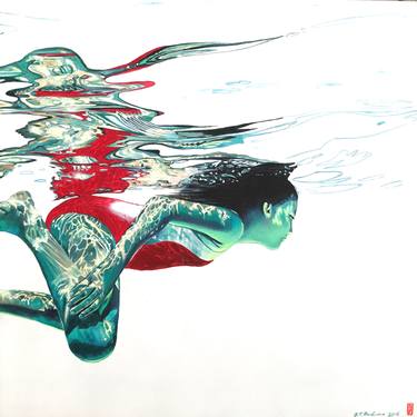 Print of Abstract Water Paintings by Brigitte Yoshiko Pruchnow