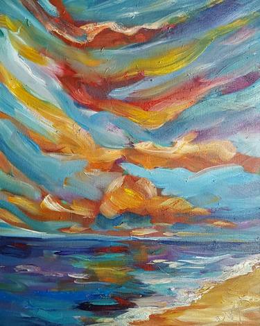 Print of Expressionism Seascape Paintings by niki purcell