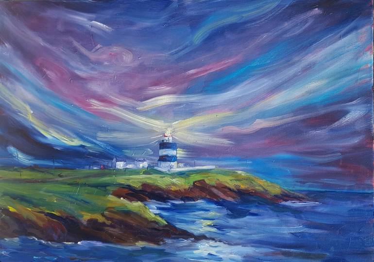 The Light Of Hook Head Lighthouse On A Summers Night Painting By Niki Purcell Saatchi Art