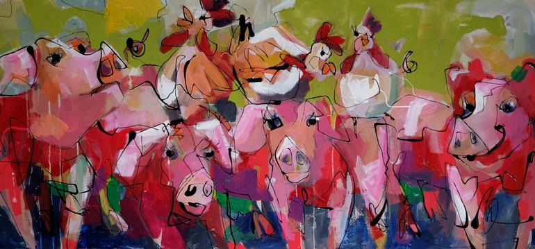 Original Abstract Expressionism Animal Painting by Marieke Bekke